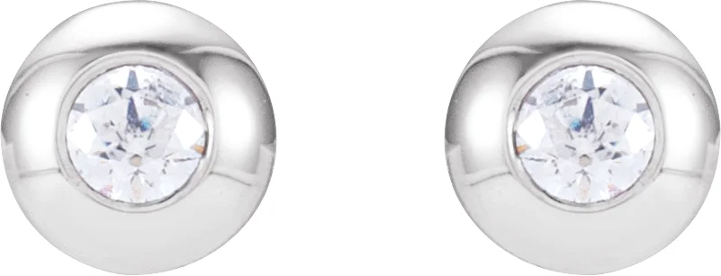 Round Bezel-Set Stud Earrings, view 3