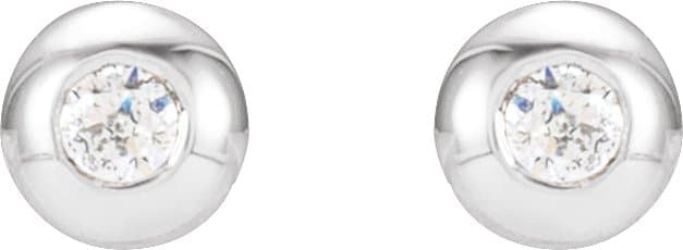 Round Bezel-Set Stud Earrings view 2