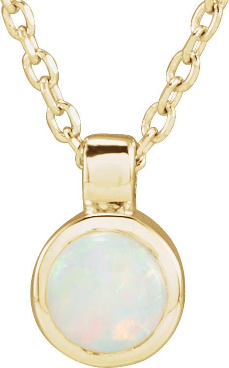 14K Rose Natural Onyx Bezel-Set 16-18 Necklace