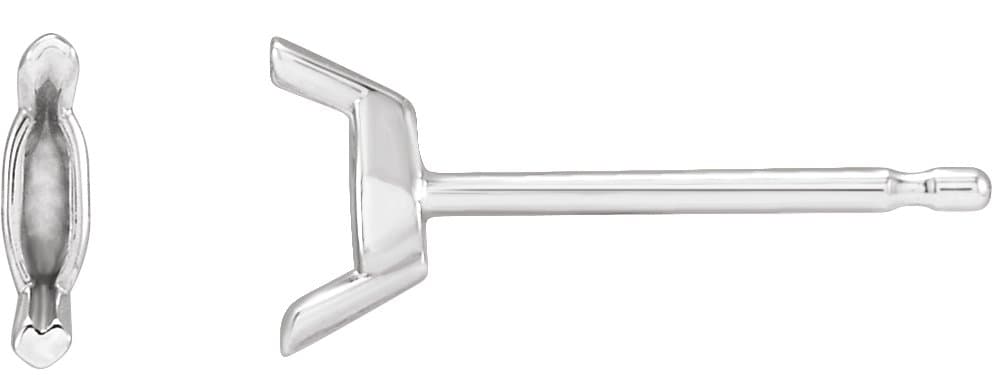 14K Palladium White Gold 4x2 mm Marquise V-Prong Earring Mounting