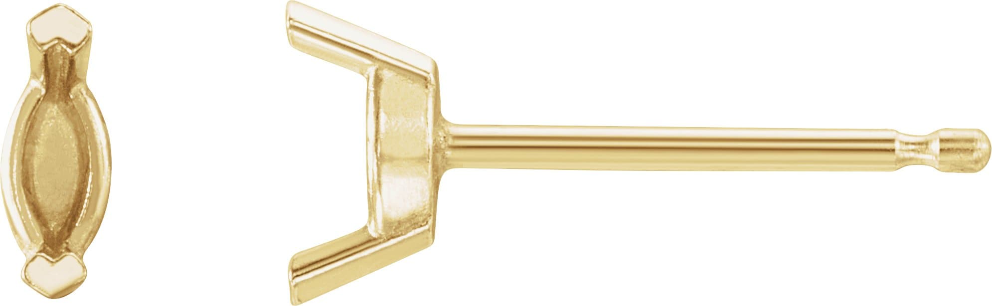 14K Palladium White Gold 4x2 mm Marquise V-Prong Earring Mounting