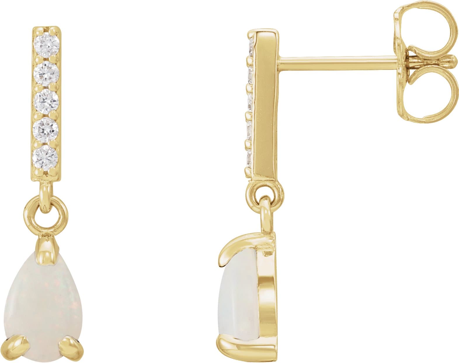 14K Rose Natural Black Onyx & .08 CTW Natural Diamond Earrings