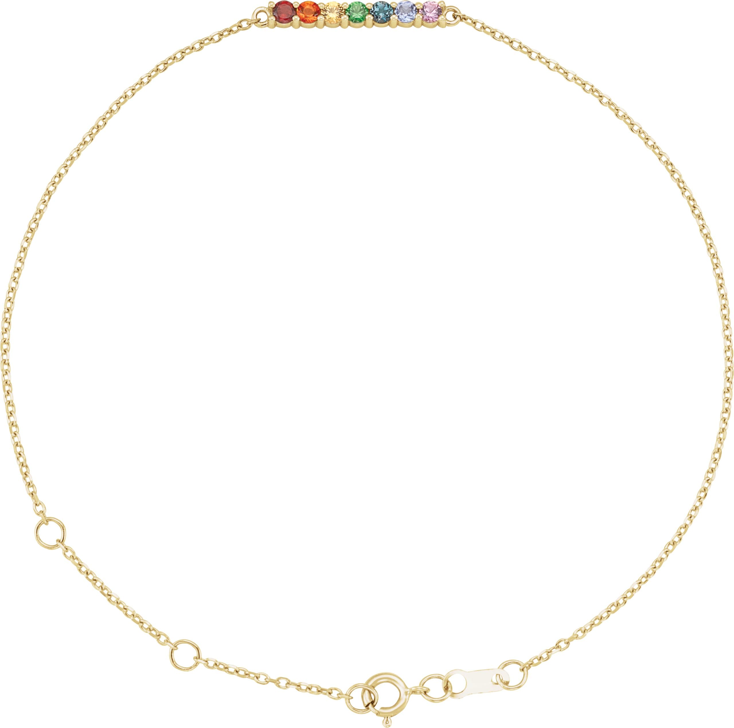 14K Rose Natural Multi-Gemstone Bar 6 1/2-7 1/2" Bracelet
