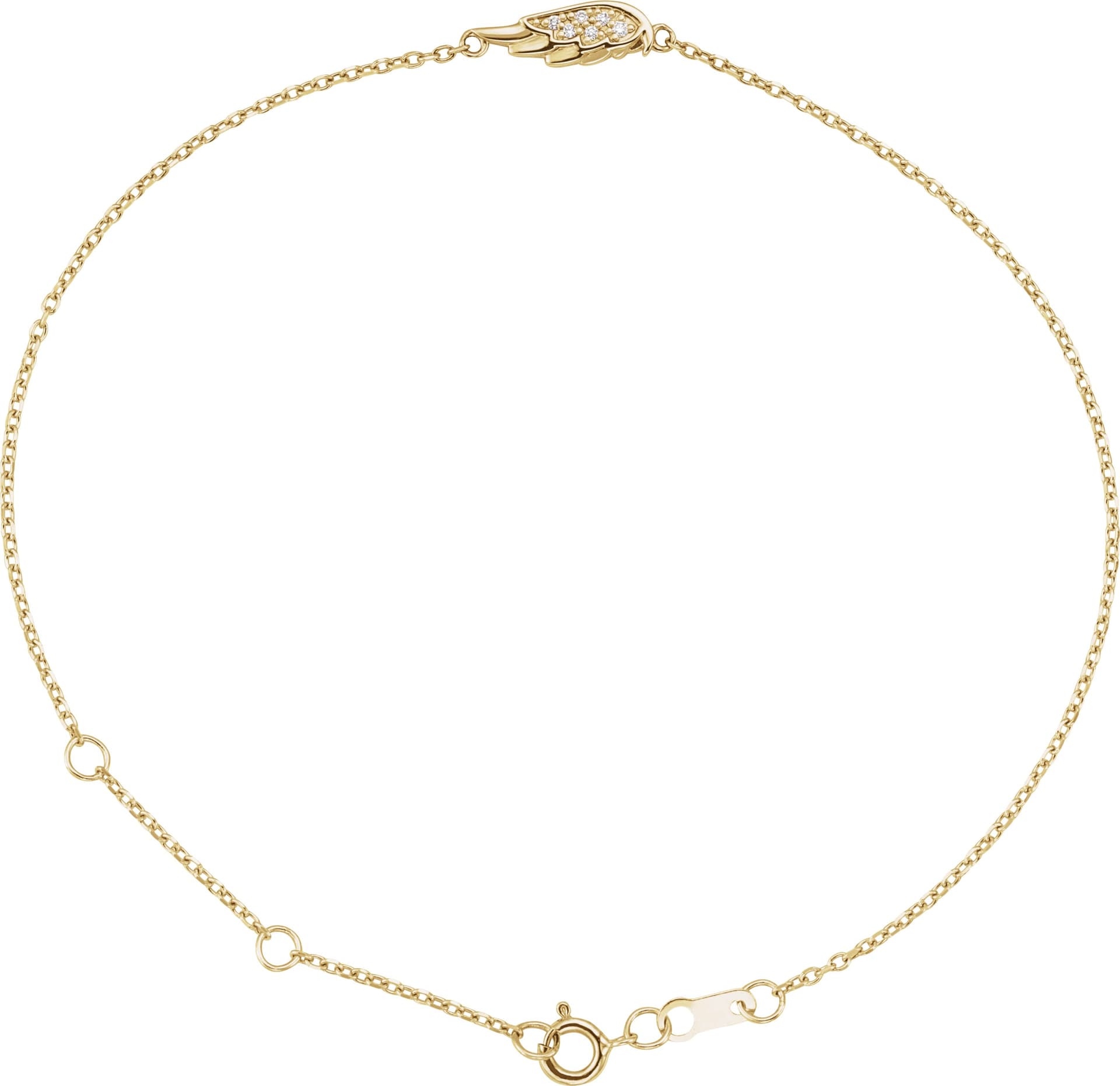 14K Rose .015 CTW Natural Diamond Angel Wing 6 1/2-7 1/2" Bracelet