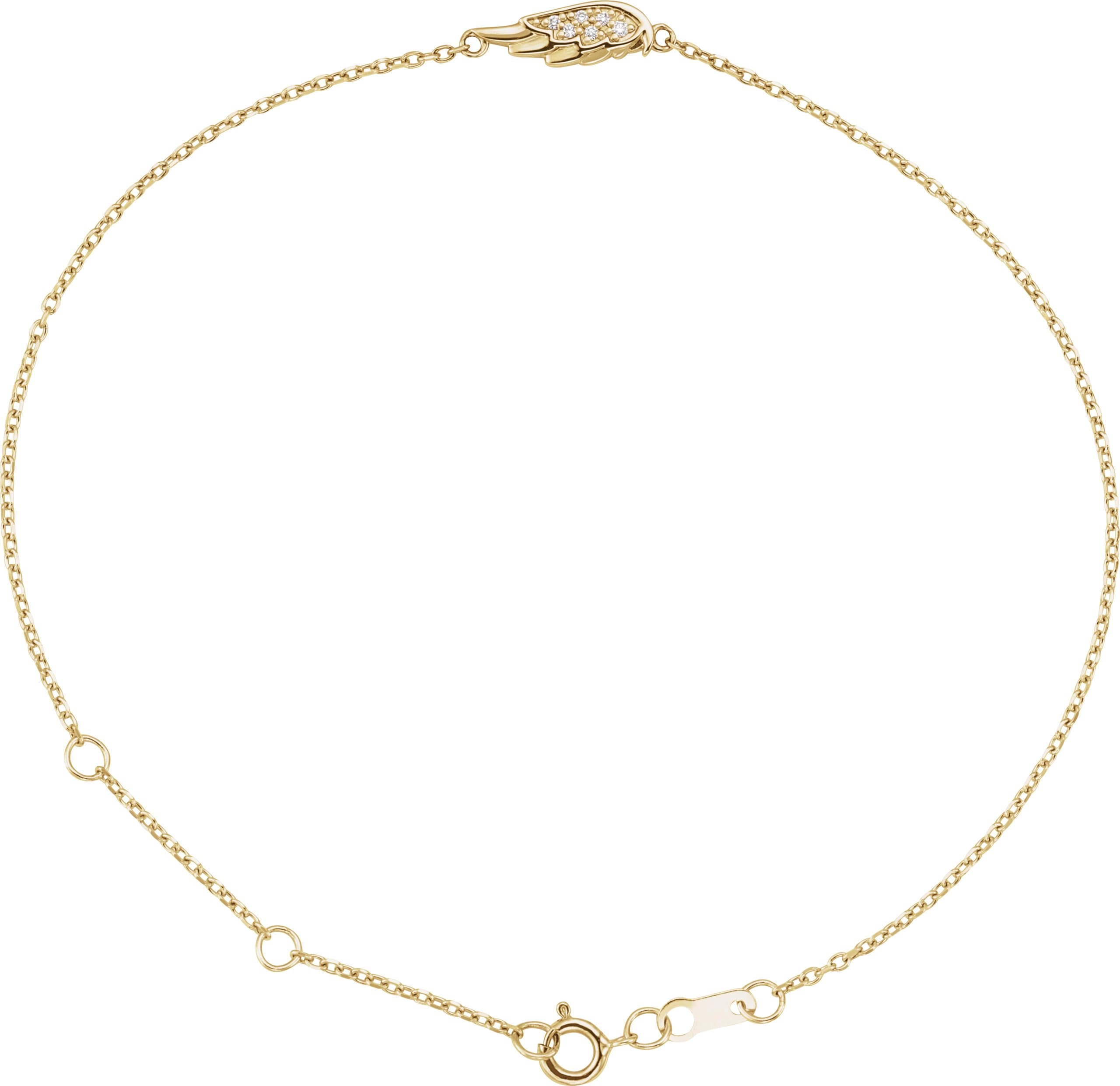 14K Rose .015 CTW Natural Diamond Angel Wing 6 1/2-7 1/2" Bracelet