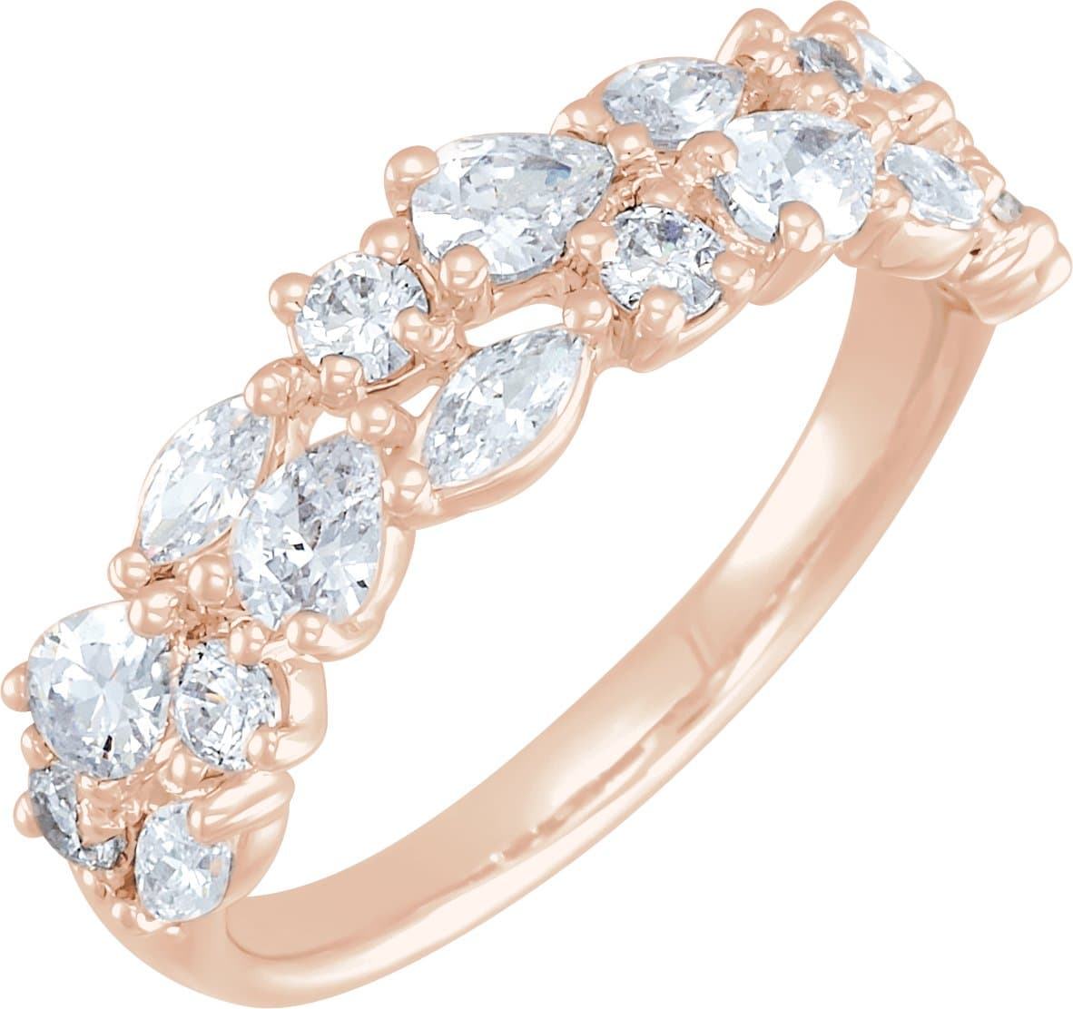 14K Rose 1 3/8 CTW Natural Diamond Anniversary Band