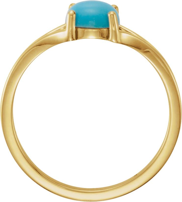 14K Yellow 6 mm Natural Turquoise Cabochon Ring view 2