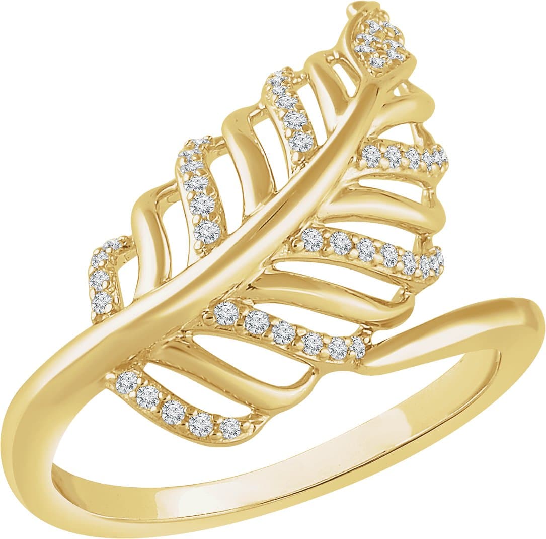 14K Rose 1/5 CTW Natural Diamond Leaf Ring