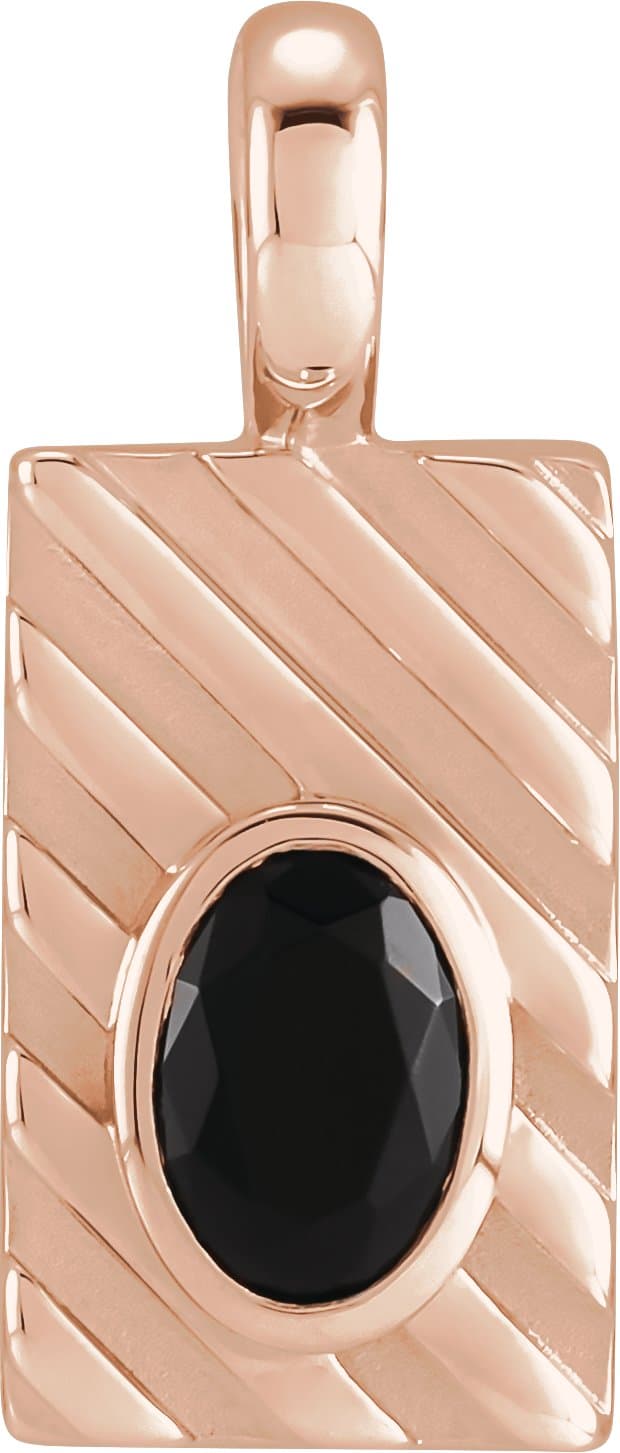 14K Rose Natural Black Onyx Pendant