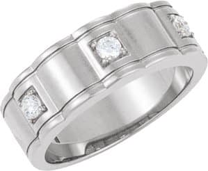 14K White 1/4 CTW Natural Diamond Three-Stone Ring