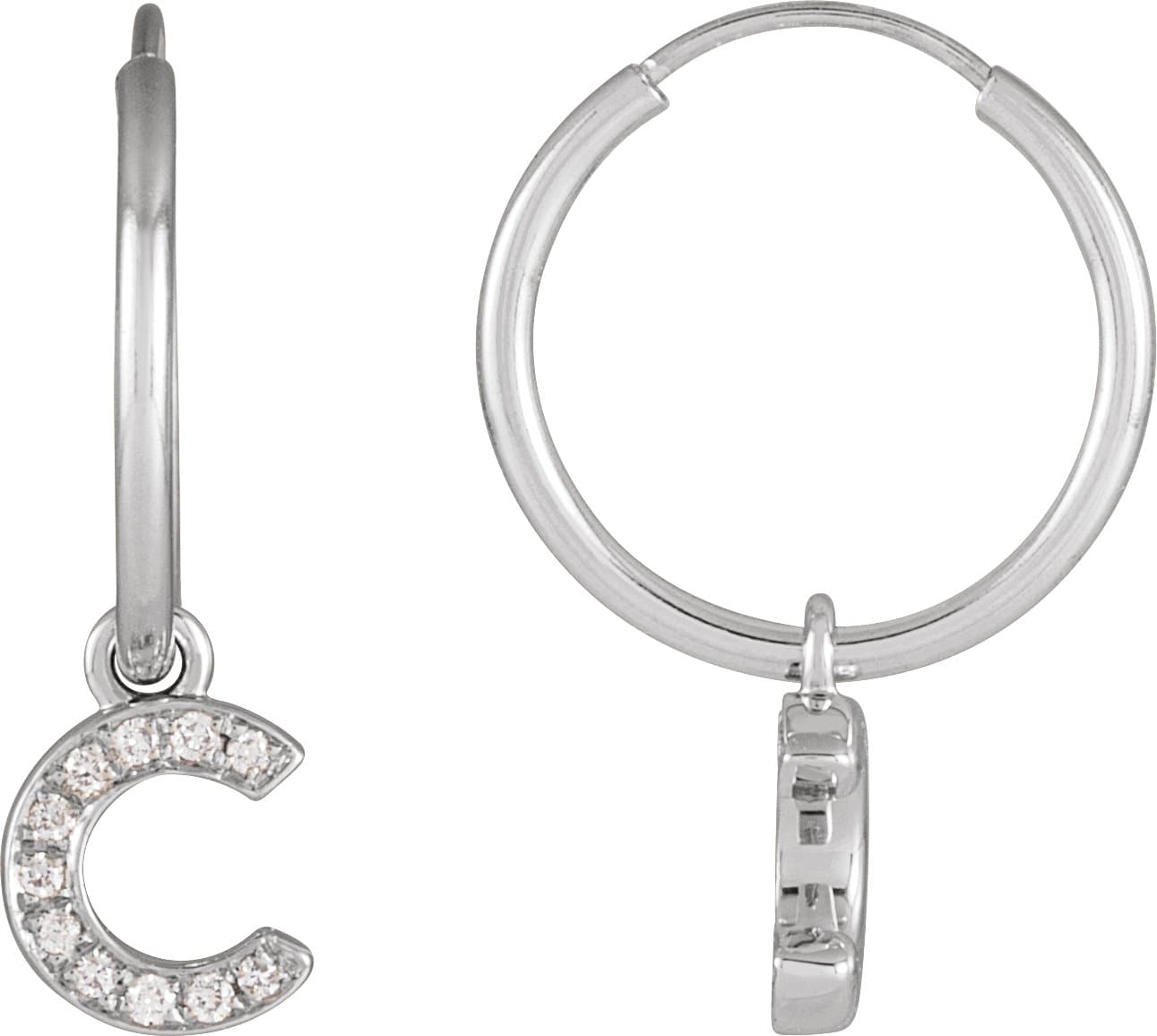 14K Rose Gold .025 CTW Natural Diamond Single Initial J Hoop Earring