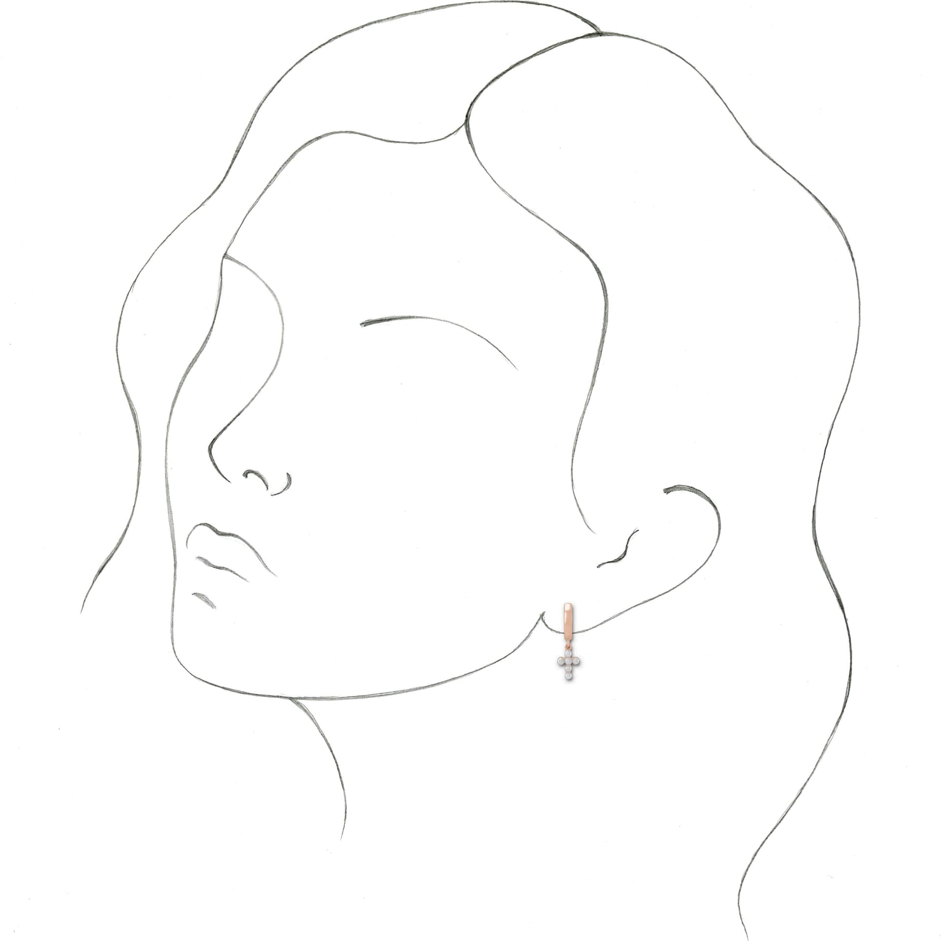 Pearl Cross Hoop Earrings view 3