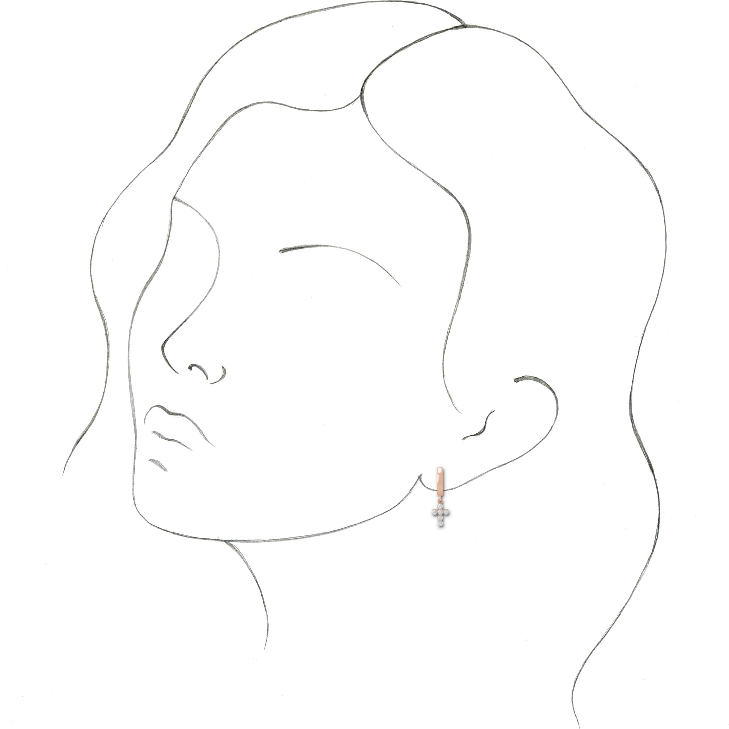 Pearl Cross Hoop Earrings view 3