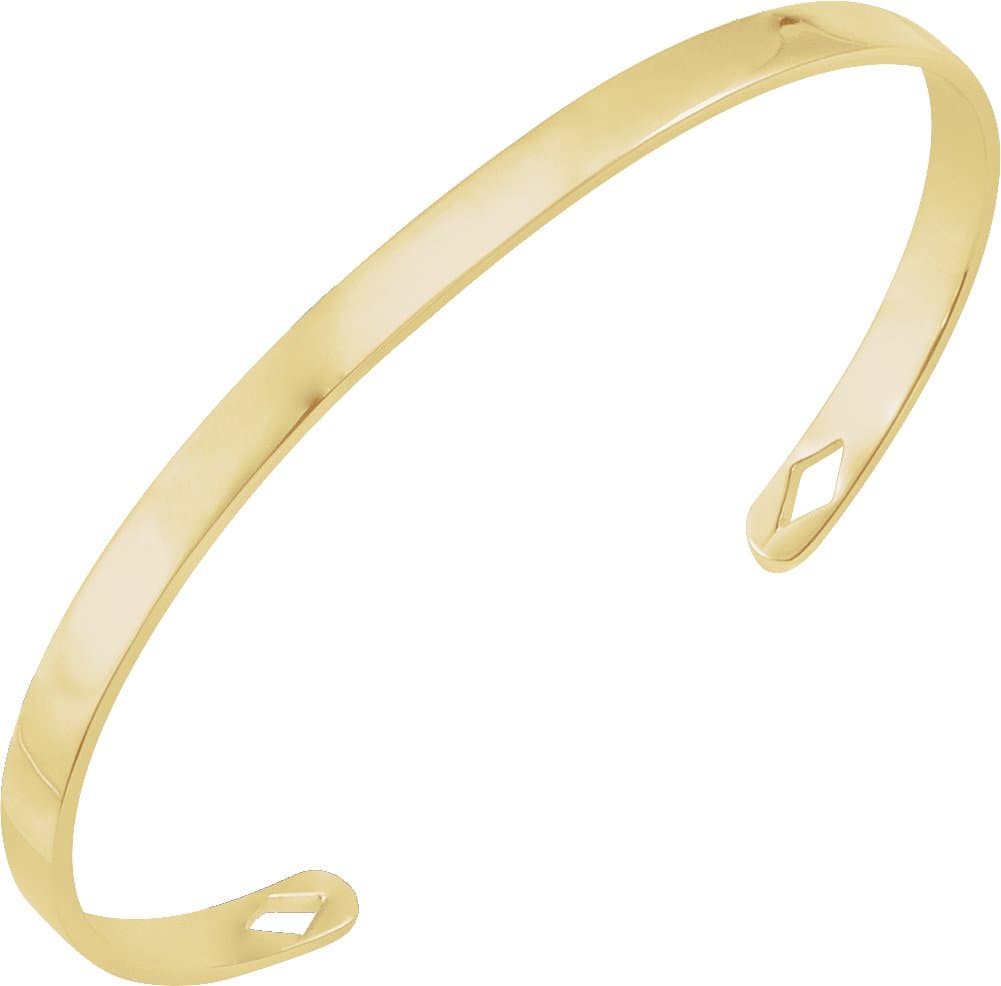 14K Rose Engravable Diamond Pierced Cuff 7" Bracelet