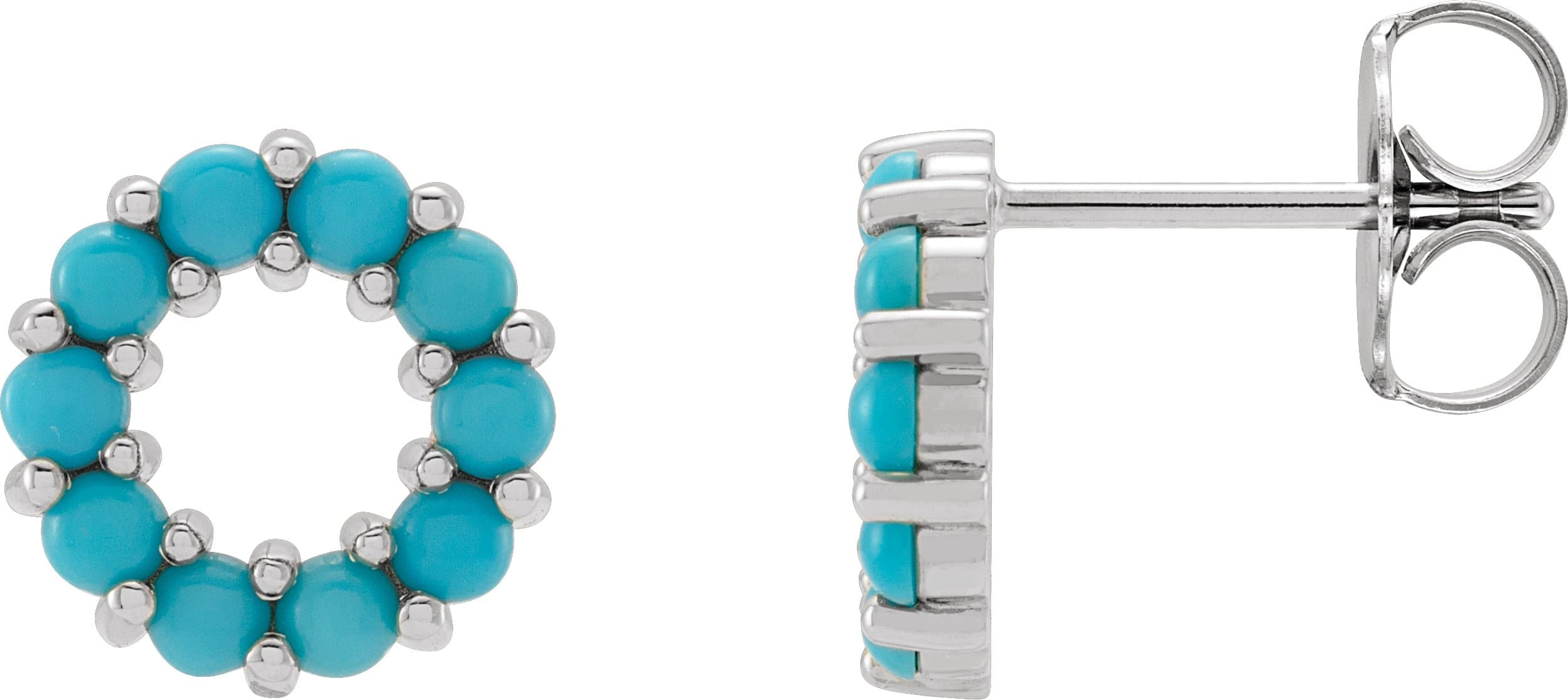 14K Rose Natural Turquoise Cabochon Earrings