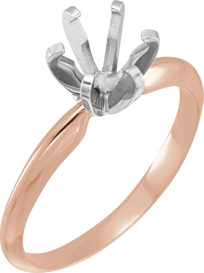 10K White Gold 6.0-6.6 mm Round Pre-Notched Lightweight 6-Prong Solitaire Engagement Ring Mounting