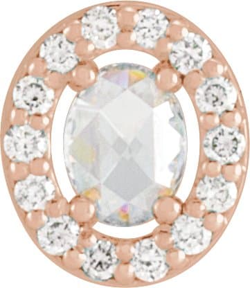 14K Rose 1/6 CTW Rose-Cut & Faceted Natural Diamond  Halo-Style Pendant