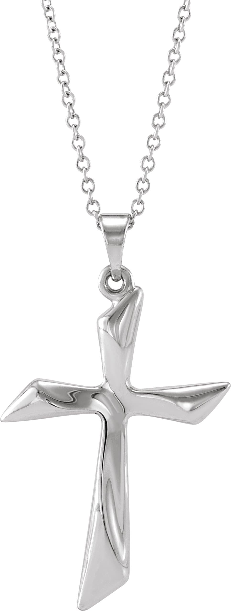 14K White Cross 18 Necklace