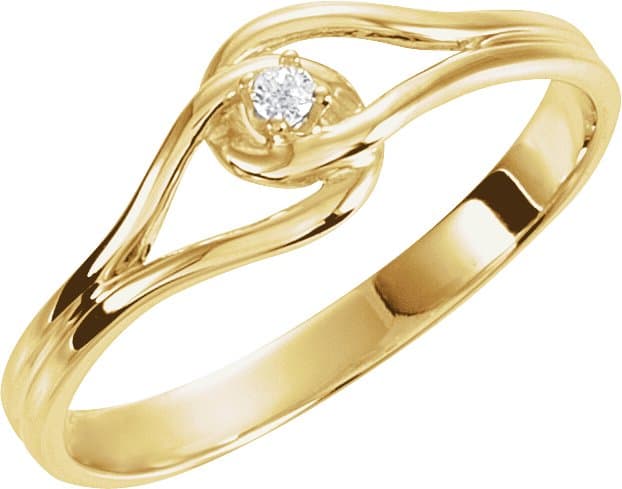 14K Rose .02 CT Natural Diamond Ring
