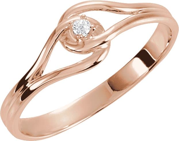 14K Rose .02 CT Natural Diamond Ring