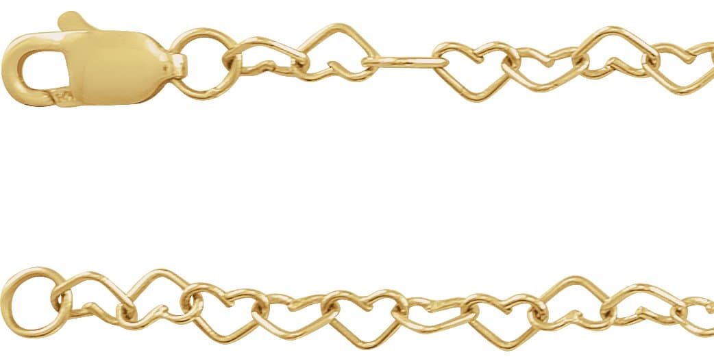 14K White 3.2 mm Heart Cable 7 Chain