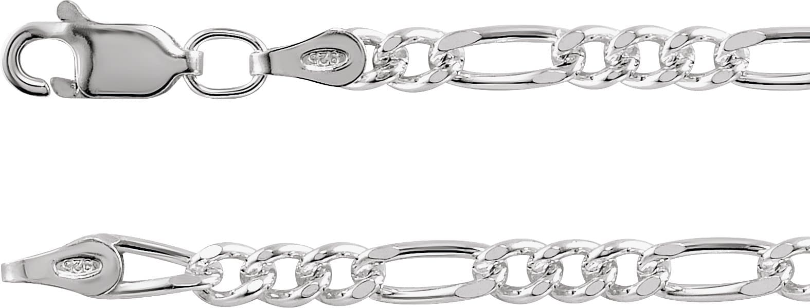 Sterling Silver 2.5 mm Figaro 7" Chain