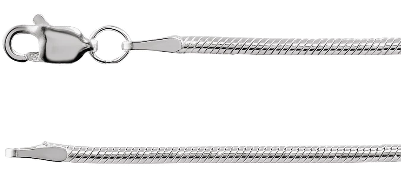 Rhodium-Plated Sterling Silver 1.5 mm Snake 16 Chain