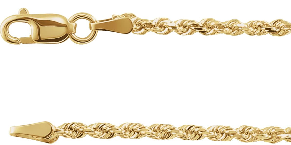 14K White  1.8 mm Diamond-Cut Rope 7 Chain