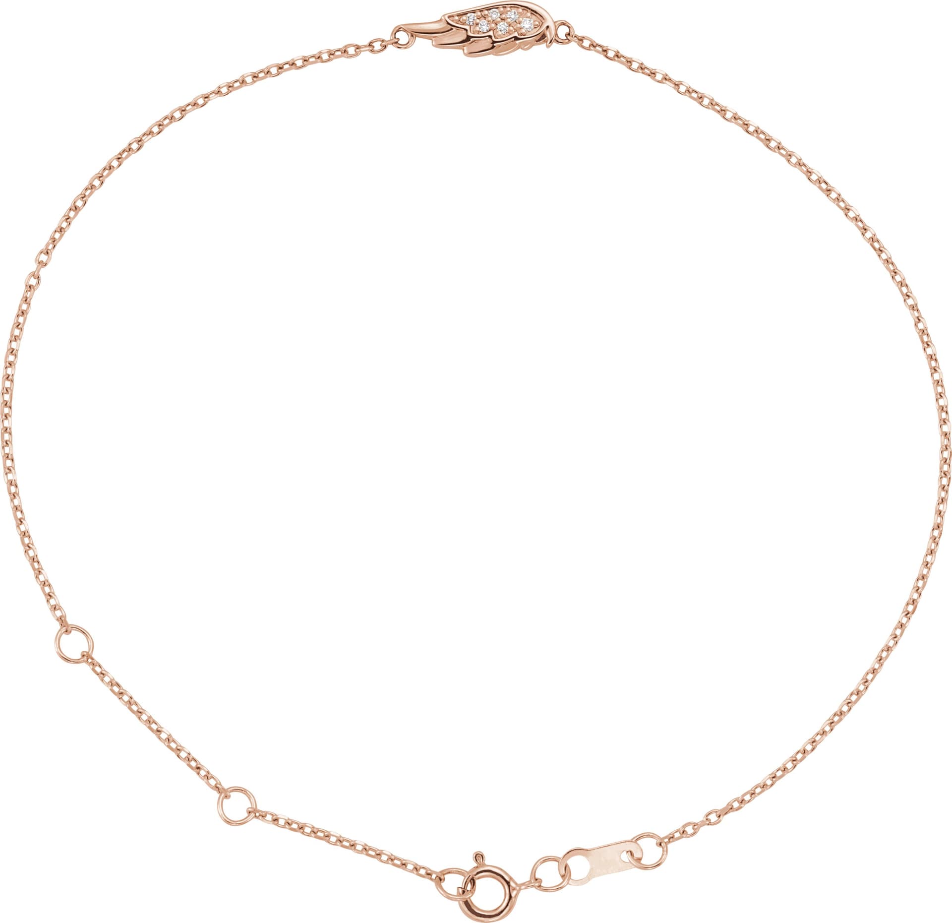 14K Rose .015 CTW Natural Diamond Angel Wing 6 1/2-7 1/2" Bracelet
