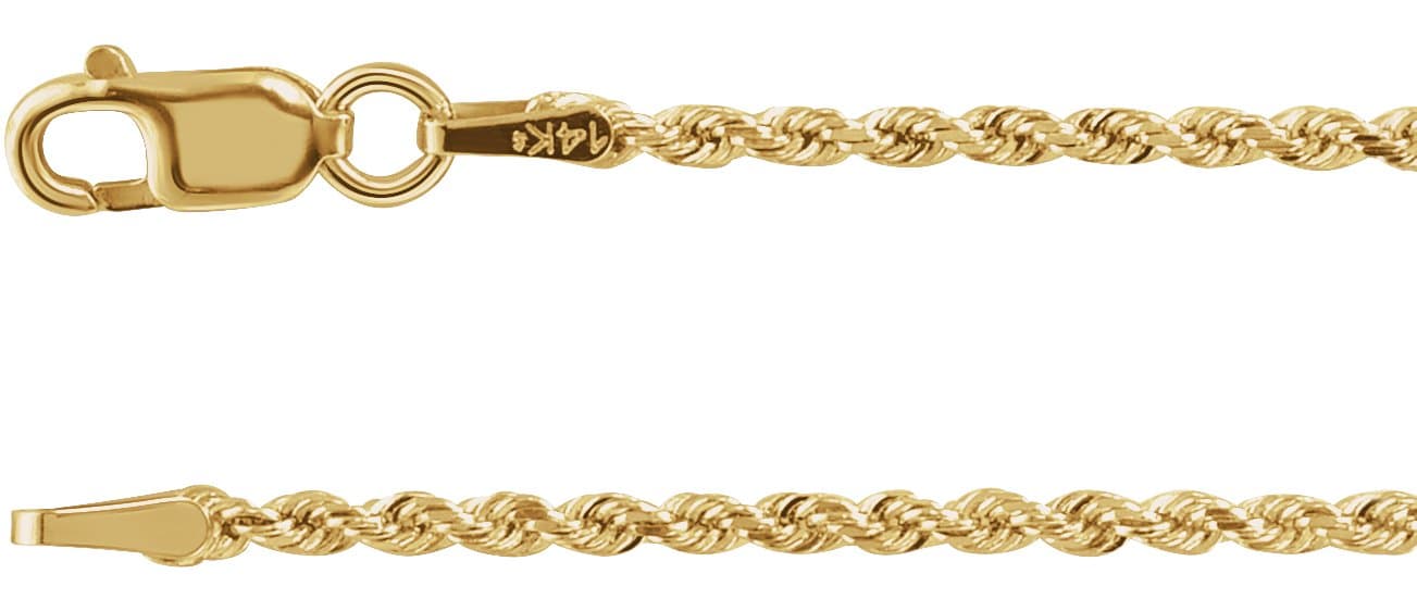 14K White 1.6 mm Diamond-Cut Rope 16 Chain