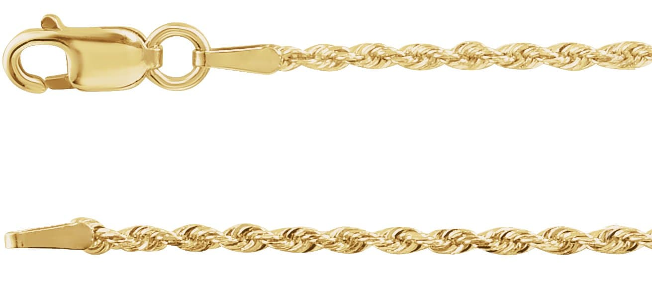 14K White 1.3 mm Diamond-Cut Rope 18 Chain
