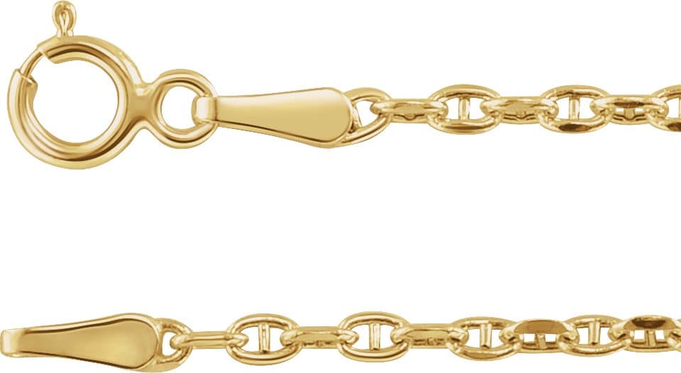 14K Yellow 1.8 mm Hollow Diamond-Cut Anchor 20 Chain