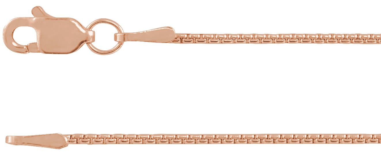 14K Rose 1 mm Rounded Box 20 Chain