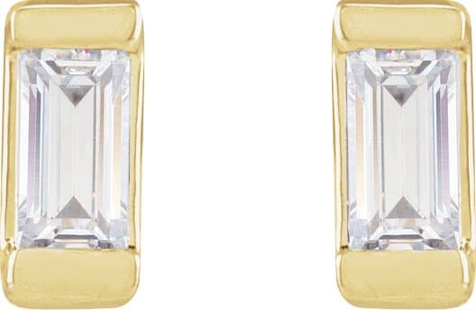 Straight Baguette Bezel-Set Stud Earrings view 2