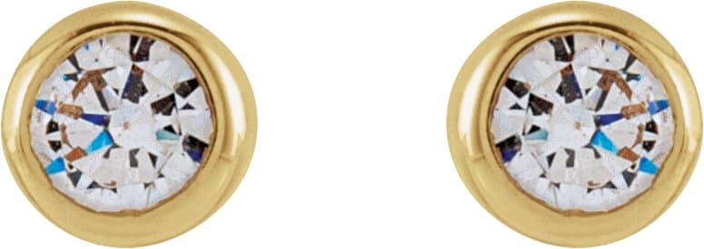 Round Bezel-Set Stud Earrings view 2