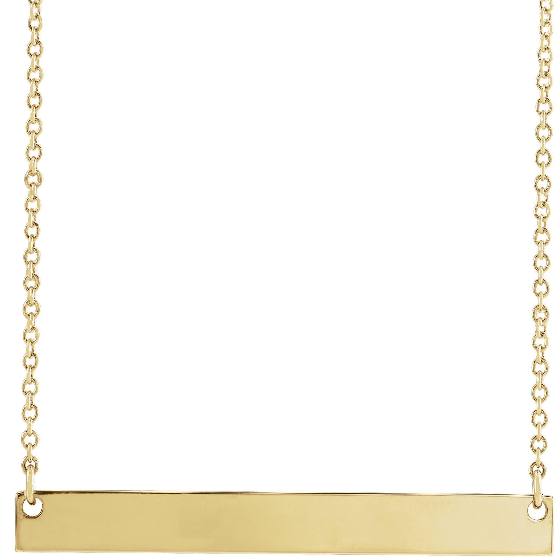 14K White Engravable Bar 18 Necklace