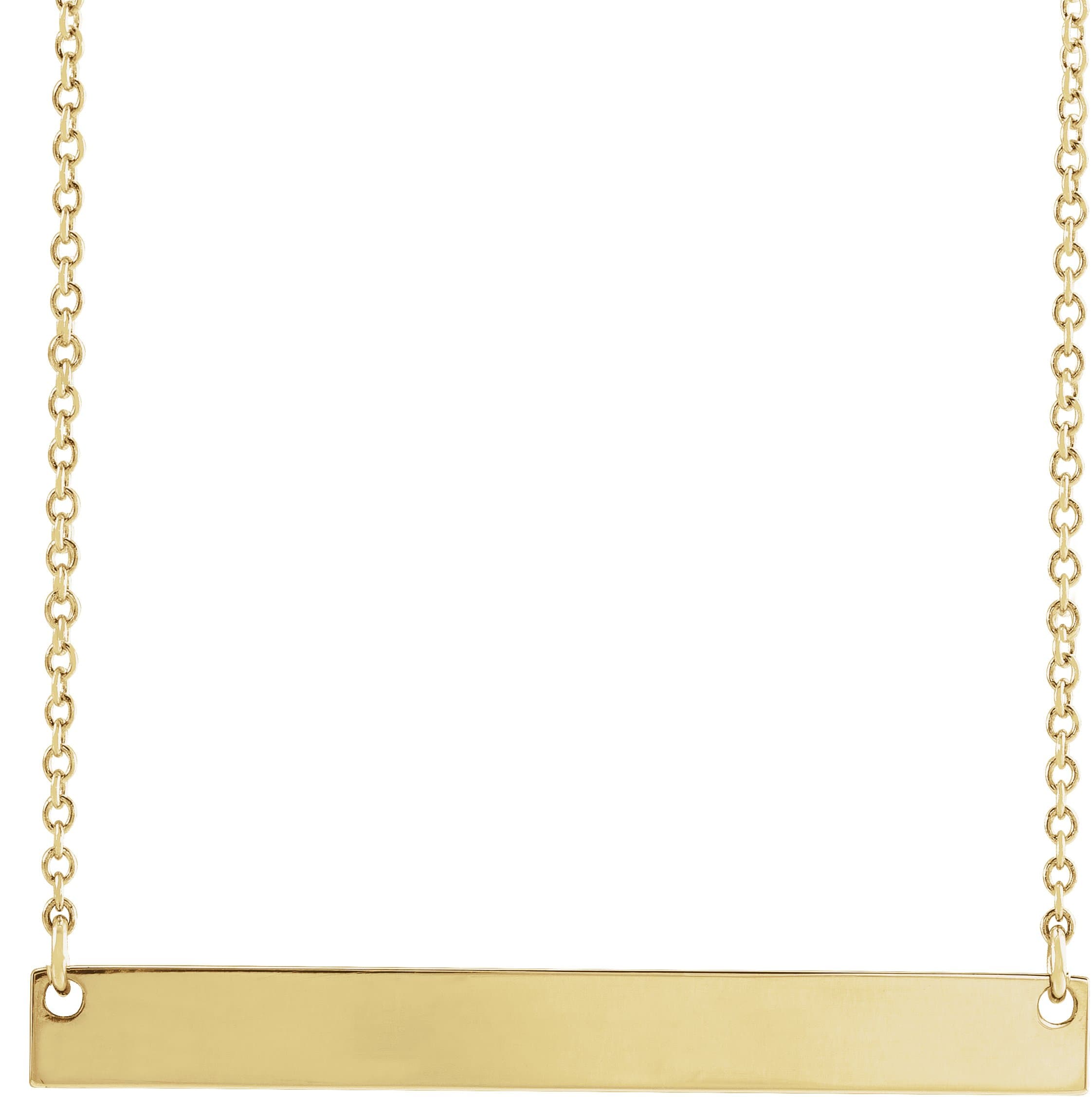 14K White Engravable Bar 18 Necklace