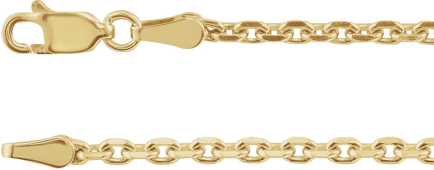 14K Rose 2.5 mm Diamond-Cut Cable 7" Chain