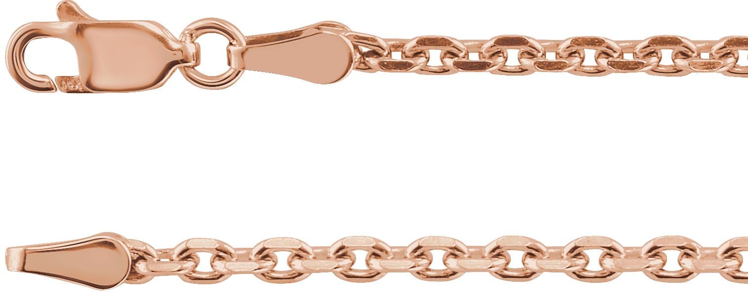 14K Rose 2.5 mm Diamond-Cut Cable 16 Chain
