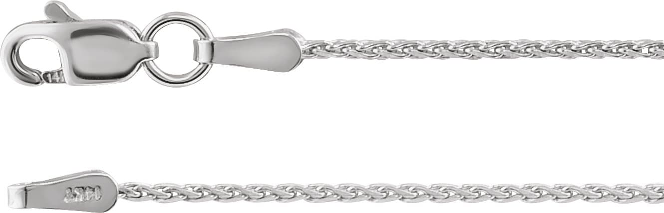 14K White 1.05 mm Diamond-Cut Wheat 16 Chain