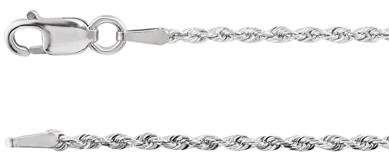 14K White 1.3 mm Diamond-Cut Rope 18 Chain