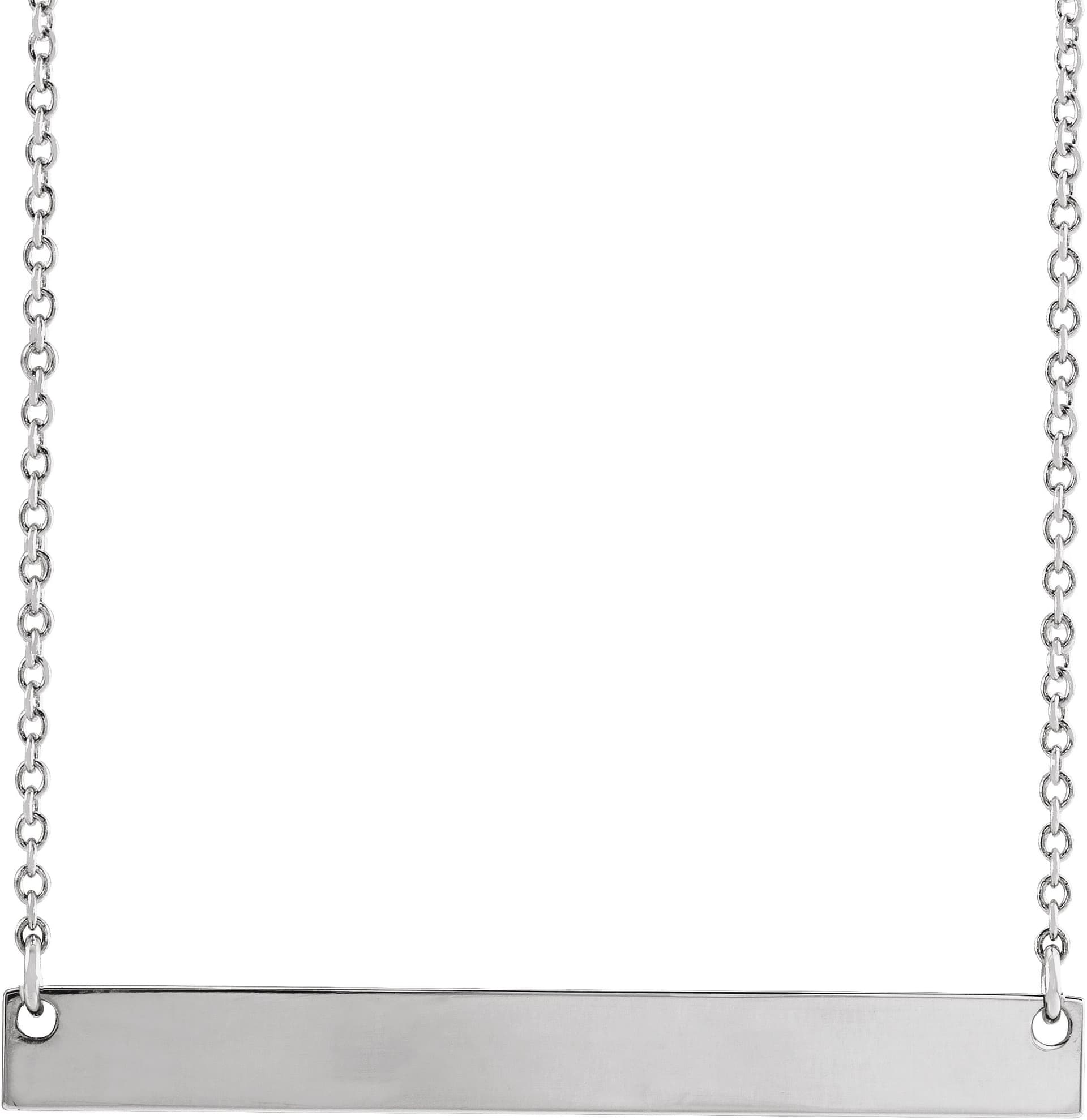 14K White Engravable Bar 18 Necklace