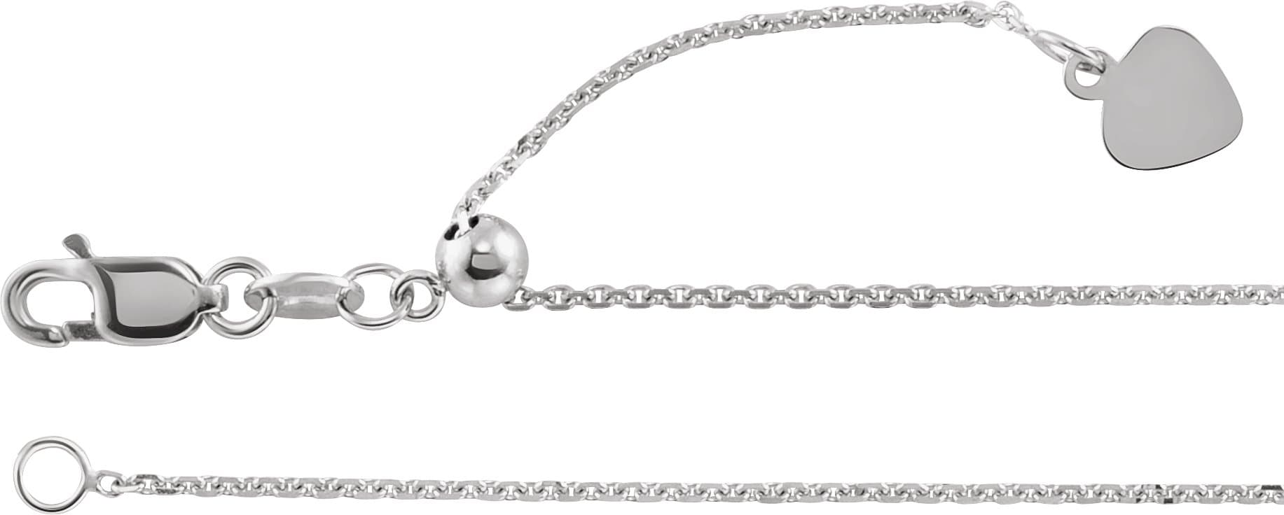 14K White 1 mm Adjustable Cable 16-22 Chain