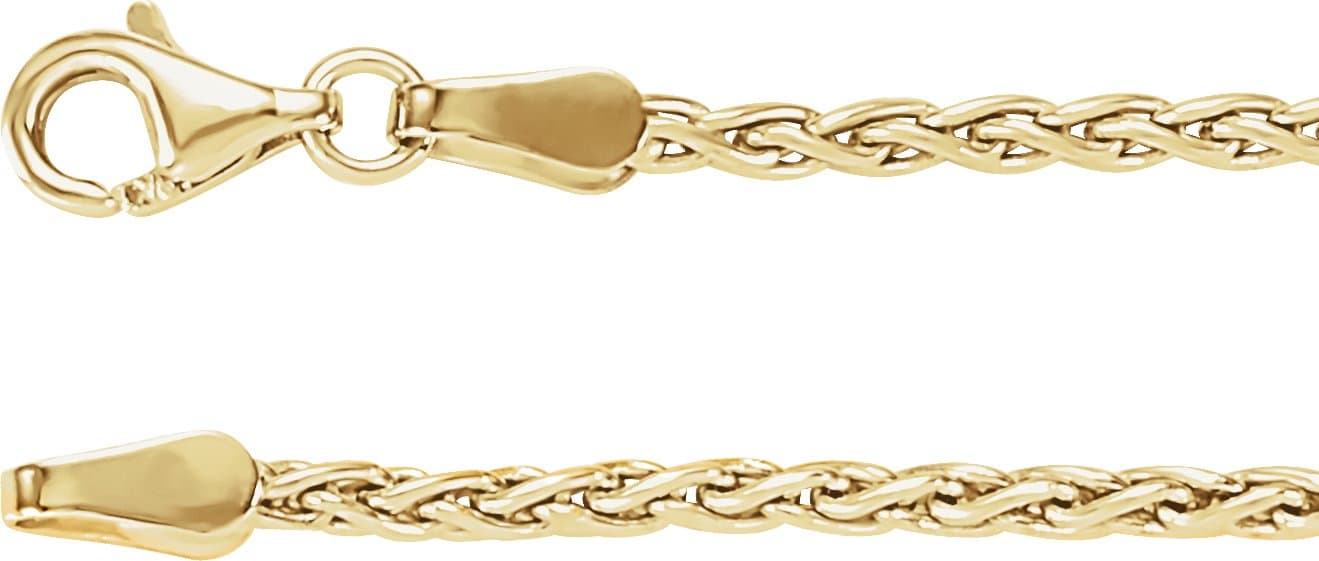 18K Yellow 1.9 mm Wheat 16" Chain