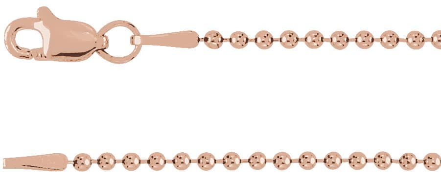 14K Rose 1.5 mm Hollow Bead 16 Chain