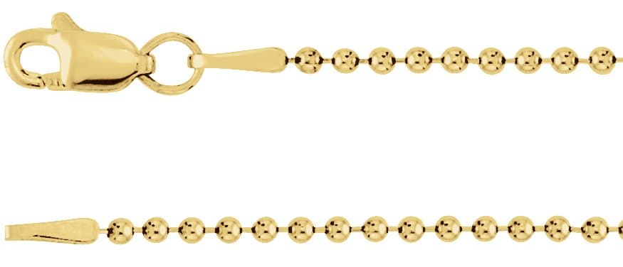 14K Rose 1.5 mm Hollow Bead 16 Chain