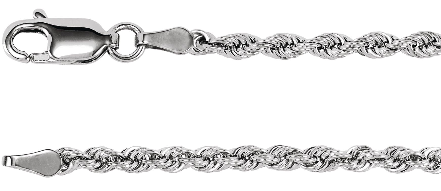 14K White 2.5 mm Rope 20 Chain