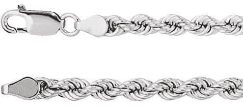 14K White 4 mm Rope 20 Chain