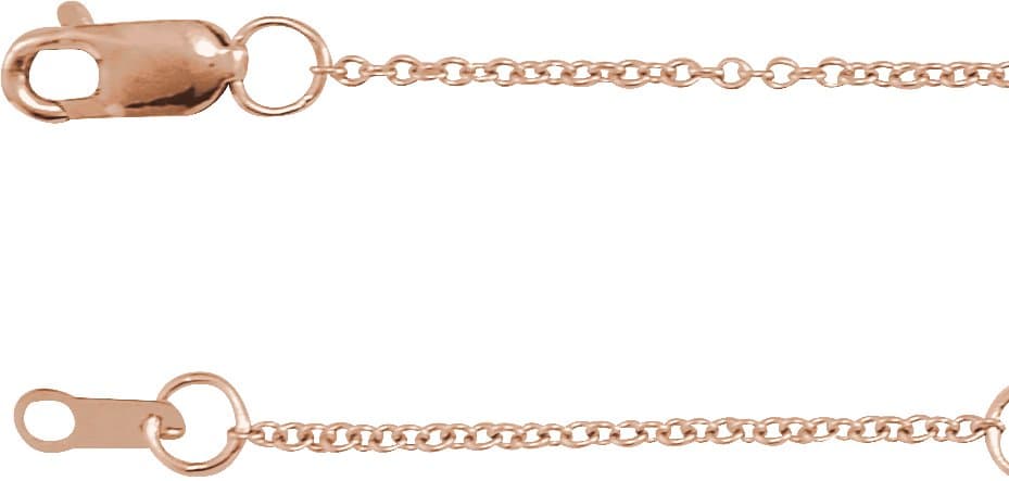 14K Rose 1 mm Adjustable Cable 6 1/2-7 1/2" Chain
