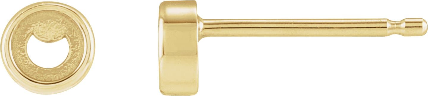 10K Yellow Gold 1.5 mm Round Solitaire Bezel-Set Earring Mounting
